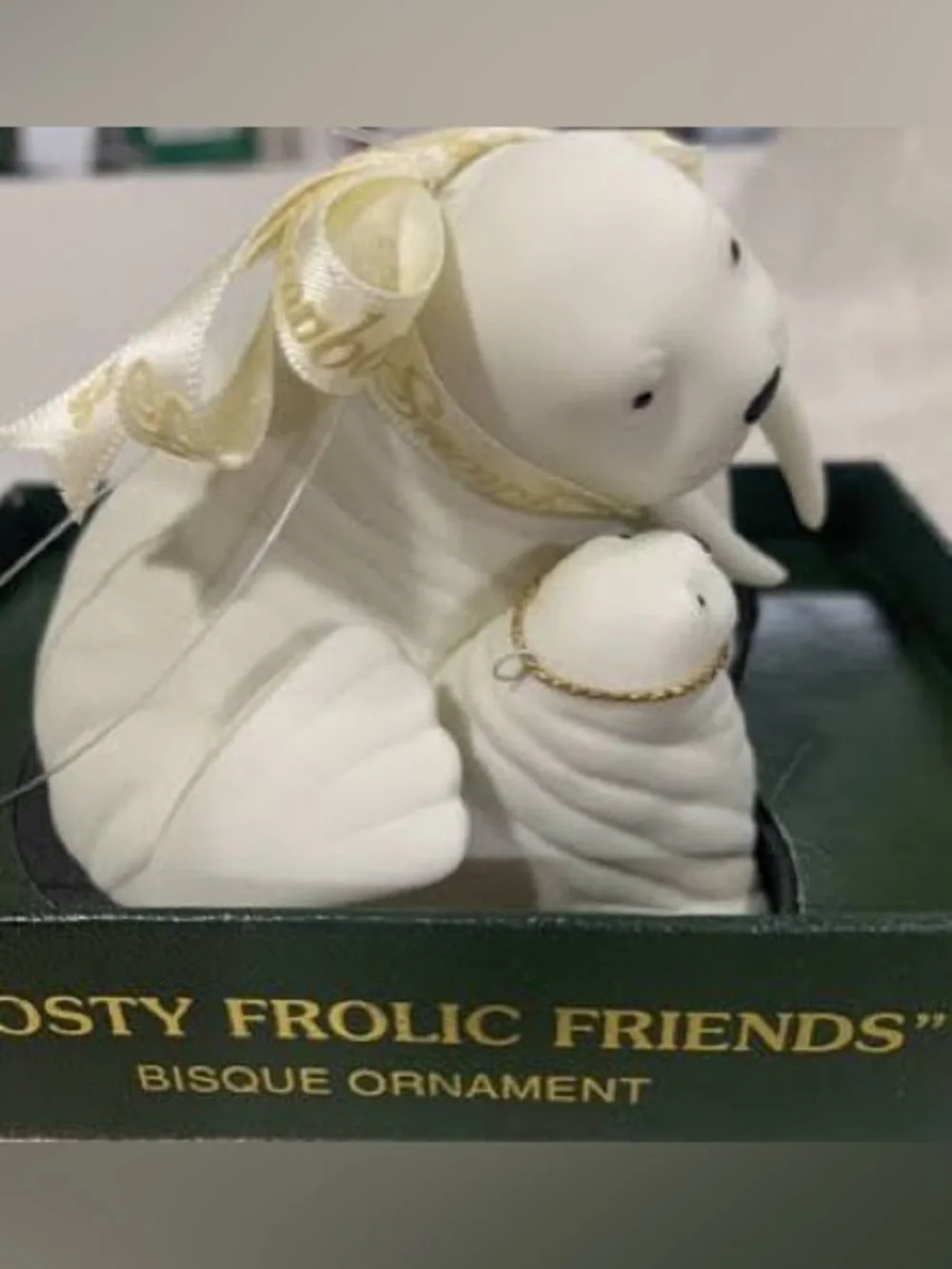 Dept 56 Snowbabies Frosty Frolic Friends Bisque Walrus & Baby Ornament 1999 NIB